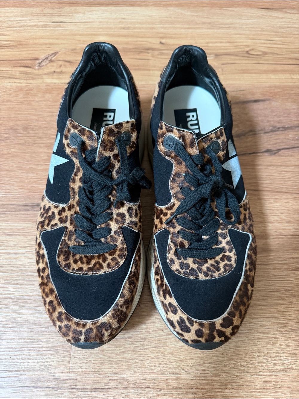 Golden Goose Running Sole, animal print with pony hair, size 10 (EU 40)